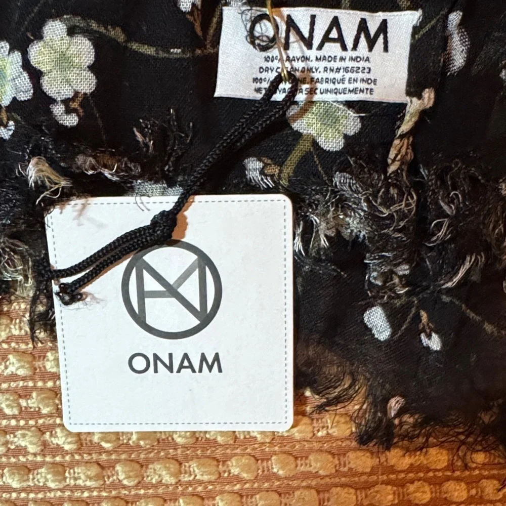 Onam large Black and White Floral Scarf